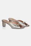 Buy_Elleganti_Silver Crystals Metallic Heel Mules _at_Aza_Fashions