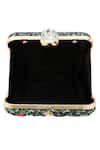 NR By Nidhi Rathi_Black Embroidery, Beads, Stones, Glitter Floral Printed Box Clutch _Online_at_Aza_Fashions