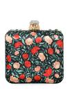 Shop_NR By Nidhi Rathi_Black Embroidery, Beads, Stones, Glitter Floral Printed Box Clutch _at_Aza_Fashions