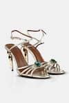 Buy_Elleganti_Green Crystals Kayrah Embellished Snake Textured Heels _at_Aza_Fashions
