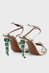 Shop_Elleganti_Green Crystals Kayrah Embellished Snake Textured Heels _at_Aza_Fashions