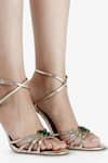 Buy_Elleganti_Green Crystals Kayrah Embellished Snake Textured Heels _Online_at_Aza_Fashions