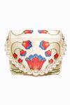 Shop_NR By Nidhi Rathi_Peach Floral Suede Box Clutch _at_Aza_Fashions