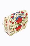 Buy_NR By Nidhi Rathi_Peach Floral Suede Box Clutch _Online_at_Aza_Fashions