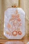 Buy_NR By Nidhi Rathi_White Embroidery, Pearls And Gold Beaded Clutch _at_Aza_Fashions