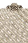 Shop_NR By Nidhi Rathi_Gold Embroidery, Pearls, Crystals Silver And Box Clutch _Online_at_Aza_Fashions