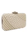 Buy_NR By Nidhi Rathi_Gold Embroidery, Pearls, Crystals Silver And Box Clutch 