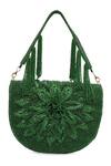 NR By Nidhi Rathi_Green Beads, Embroidery Foldover Clutch_at_Aza_Fashions
