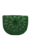 Buy_NR By Nidhi Rathi_Green Beads, Embroidery Foldover Clutch
