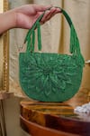 Buy_NR By Nidhi Rathi_Green Beads, Embroidery Foldover Clutch_at_Aza_Fashions