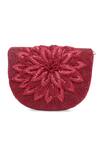 Buy_NR By Nidhi Rathi_Maroon Beads, Embroidery Foldover Clutch _Online_at_Aza_Fashions