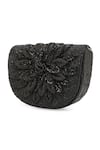 Buy_NR By Nidhi Rathi_Black Beads, Embroidery Foldover Clutch _Online_at_Aza_Fashions