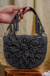 Buy_NR By Nidhi Rathi_Black Beads, Embroidery Foldover Clutch _at_Aza_Fashions