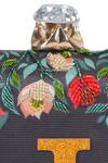 NR By Nidhi Rathi_Black Embroidery, Beads, Stones Floral Printed Box Clutch _at_Aza_Fashions