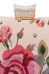 Buy_NR By Nidhi Rathi_Pink Embroidery, Rhinestones Floral Box Clutch