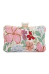 NR By Nidhi Rathi_Pink Embroidery, Sequins, Beads Floral Hand-embroidered Box Clutch _Online_at_Aza_Fashions