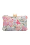 Shop_NR By Nidhi Rathi_Pink Embroidery, Sequins, Beads Floral Hand-embroidered Box Clutch _at_Aza_Fashions