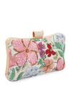 Shop_NR By Nidhi Rathi_Pink Embroidery, Sequins, Beads Floral Hand-embroidered Box Clutch _Online_at_Aza_Fashions