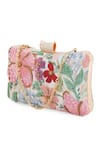 NR By Nidhi Rathi_Pink Embroidery, Sequins, Beads Floral Hand-embroidered Box Clutch _at_Aza_Fashions