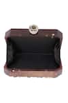 NR By Nidhi Rathi_Maroon Crystals, Gemstones And White Embellished Box Clutch _Online_at_Aza_Fashions
