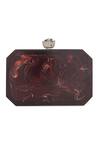 Shop_NR By Nidhi Rathi_Maroon Crystals, Gemstones And White Embellished Box Clutch _at_Aza_Fashions