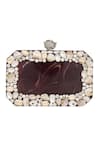 Buy_NR By Nidhi Rathi_Maroon Crystals, Gemstones And White Embellished Box Clutch _Online_at_Aza_Fashions