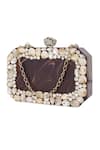 NR By Nidhi Rathi_Maroon Crystals, Gemstones And White Embellished Box Clutch _at_Aza_Fashions