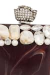Buy_NR By Nidhi Rathi_Maroon Crystals, Gemstones And White Embellished Box Clutch 