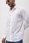 Shop_Kaka Calcutta_White Cotton Embroidery Colorful Ribbon Hand Shirt _Online_at_Aza_Fashions