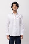 Buy_Kaka Calcutta_White Cotton Embroidery Hand Shirt _at_Aza_Fashions