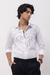 Buy_Kaka Calcutta_White Cotton Embroidery Abstract Dotted Hand Shirt _Online_at_Aza_Fashions