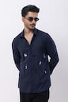 Buy Kaka Calcutta Blue Cotton Embroidery Navy Hand Shirt Online at Aza Fashions Buy_Kaka Calcutta_Blue Cotton Embroidery Navy Hand Shirt _Online_at_Aza_Fashions