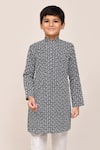 Buy_Arihant Rai Sinha_Navy Cotton, Silk Embroidery Blue Full Kurta Set 