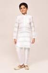 Buy_Petite Pomme_Off White Jacquard, Silk Kurta And Pant Set _at_Aza_Fashions