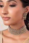 Shop_Anana_Gold Plated Two Tone Choker Necklace And Earring Set _at_Aza_Fashions