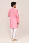 Shop_Petite Pomme_Pink Cotton, Silk Bandhej Print Kurta And White Pant Set _at_Aza_Fashions