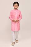 Buy_Petite Pomme_Pink Cotton, Silk Bandhej Print Kurta And White Pant Set _Online_at_Aza_Fashions