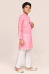 Shop_Petite Pomme_Pink Cotton, Silk Bandhej Print Kurta And White Pant Set _Online_at_Aza_Fashions