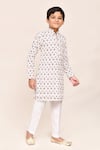 Petite Pomme_Cream Cotton, Silk Sequins Work Kurta And Pant Set _at_Aza_Fashions