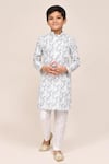 Buy_Petite Pomme_White Cotton, Silk Zari Printed Kurta And Pant Set _Online_at_Aza_Fashions