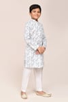 Petite Pomme_White Cotton, Silk Zari Printed Kurta And Pant Set _at_Aza_Fashions