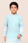 Buy_Petite Pomme_Sky Blue Cotton, Silk Embroidery Kurta And Pant Set 
