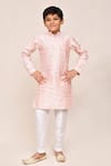Buy_Arihant Rai Sinha_Pink Silk Embroidery Baby Thread Work Kurta And Pant Set _at_Aza_Fashions