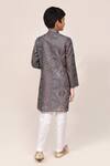Shop_Petite Pomme_Gray Linen, Cotton Grey Bandhani Print Kurta And White Pant Set _at_Aza_Fashions