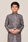 Buy_Petite Pomme_Gray Linen, Cotton Grey Bandhani Print Kurta And White Pant Set 