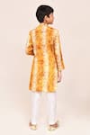Shop_Petite Pomme_Mustard Silk Printed Kurta And White Pant Set _at_Aza_Fashions