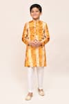 Buy_Petite Pomme_Mustard Silk Printed Kurta And White Pant Set _Online_at_Aza_Fashions