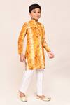 Petite Pomme_Mustard Silk Printed Kurta And White Pant Set _at_Aza_Fashions