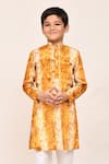 Buy_Petite Pomme_Mustard Silk Printed Kurta And White Pant Set 