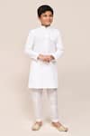 Buy_Petite Pomme_White Linen, Silk Embroidery Kurta Pant Set _at_Aza_Fashions